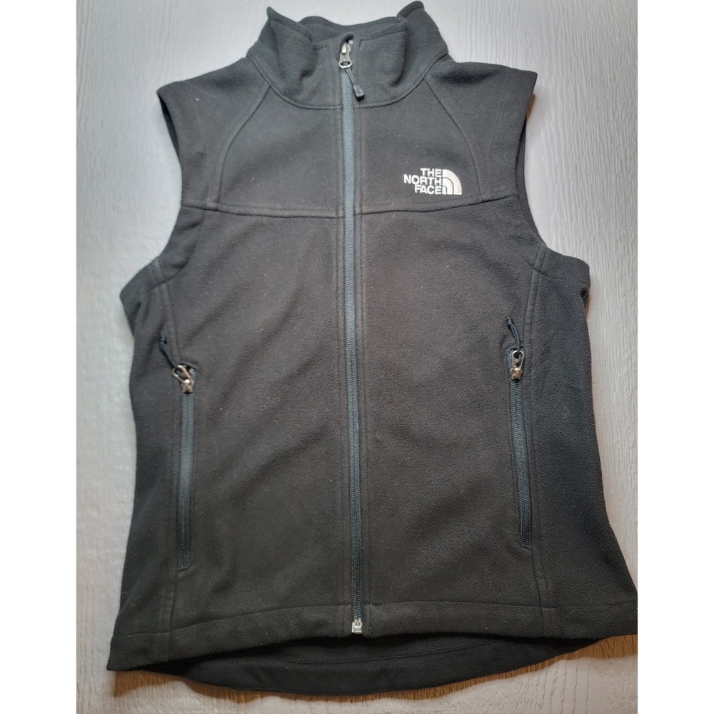 ♡The North Face Womens Black Full Zip Fleece Vest Jacket Size S Small Mock Neck